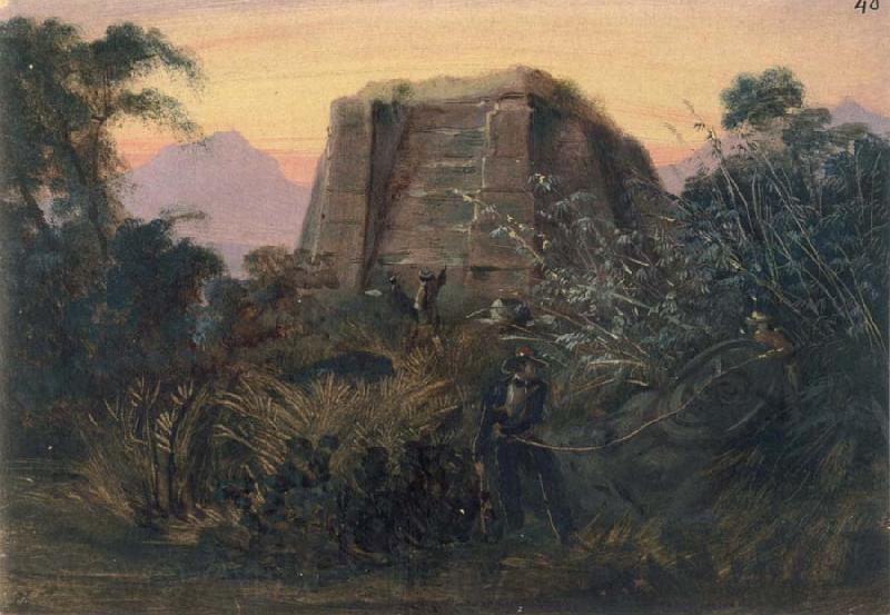 Johann Moritz Rugendas Teocalli of Centla,Pre-Columbian Ruin and Fragment of an Old Indian Sculpture Spain oil painting art